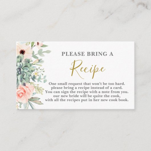 多糖ブライダルシャワーレシピカードリクエスト エンクロージャーカード (正面)