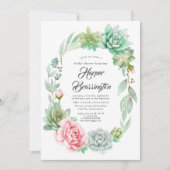 多糖リースフローラピンクブライダルシャワー 招待状 (正面)