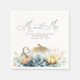 多糖金ゴールドカボチャ秋の結婚式 スタンダードカクテルナプキン