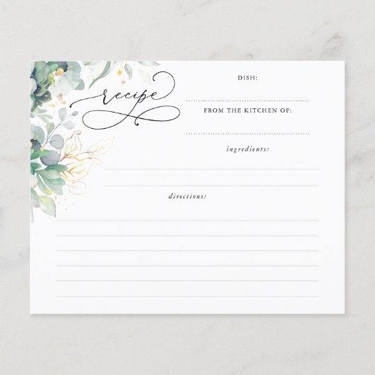 多糖金ゴールド緑化ブライダルシャワーレシピカード (正面)
