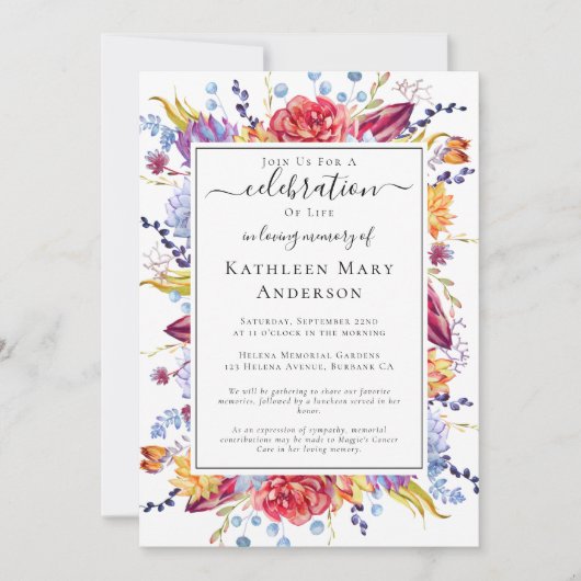 多肉お祝いライフメモリアル招待状 招待状 (正面)