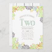 多肉の至福 水彩 | 誕生日パーティーの招待状 招待状 (正面/裏面)