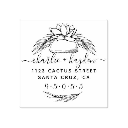 多肉エレガントリース |素朴差出人住所 ラバースタンプ (インプリント)