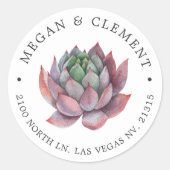 多肉カラフルの |砂漠のテーマ |差出人住所 ラウンドシール (正面)