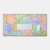 多肉カラフルガーデンウォーターカラーパステル デスクマット (キーボード&マウス)