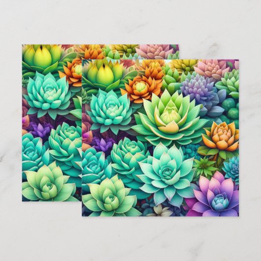 多肉カラフルコラージュ (正面/裏面)