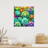 多肉カラフルコラージュ ポスター (キッチン)