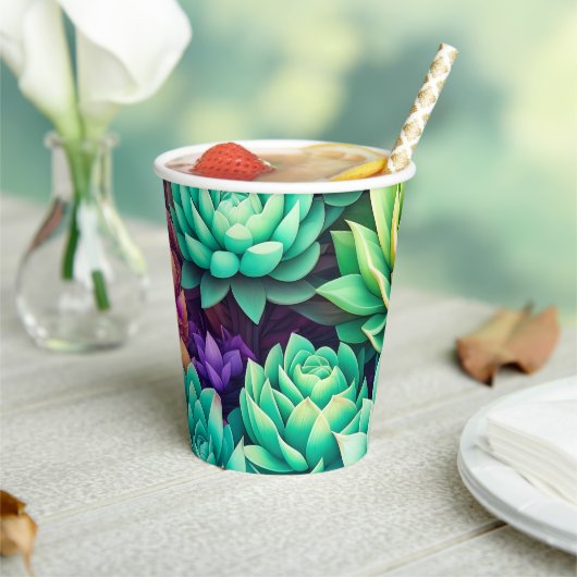 多肉カラフルコラージュ 紙コップ (インサイチュ)