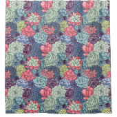 多肉カラフル型 シャワーカーテン (正面)