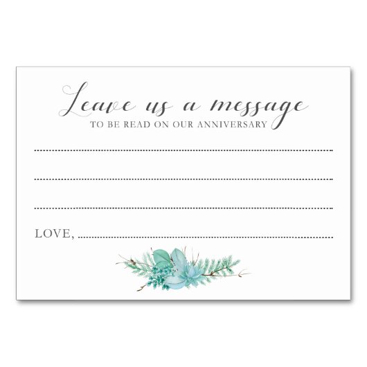 多肉カードの新郎新婦へのメッセージ テーブルナンバー (正面)