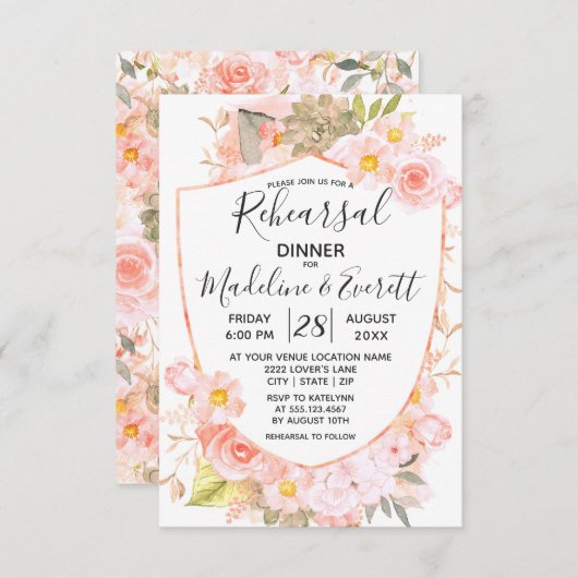 多肉クレストフローラ結婚のリハーサルディナー 招待状 (正面/裏面)