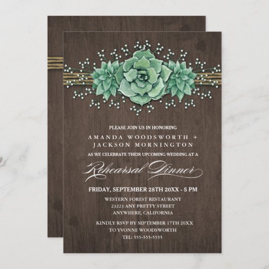 多肉フローラリハーサルディナー招待状 招待状 (正面/裏面)