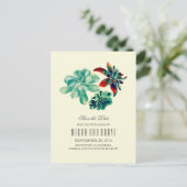 多肉フローラロマンチックティール（緑がかった色）日付を保存 案内ポストカード (スタンド正面)