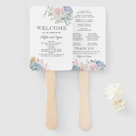 多肉フローラ開花ヴィンテージ結婚式プログラム ハンドファン