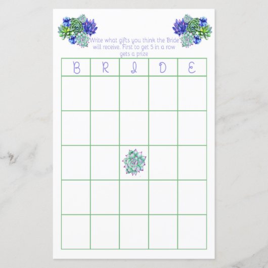 多肉ブライダルビンゴゲーム (正面)