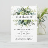 多肉モダンの葉結婚式は日付カードを保存 セーブザデート (スタンド正面)