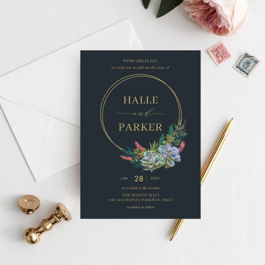 多肉モダン結婚式招待状 サンキューカード