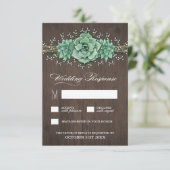 多肉乳児の息のウェディング素朴RSVPカード 出欠カード (スタンド正面)