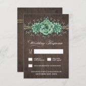 多肉乳児の息のウェディング素朴RSVPカード 出欠カード (正面/裏面)