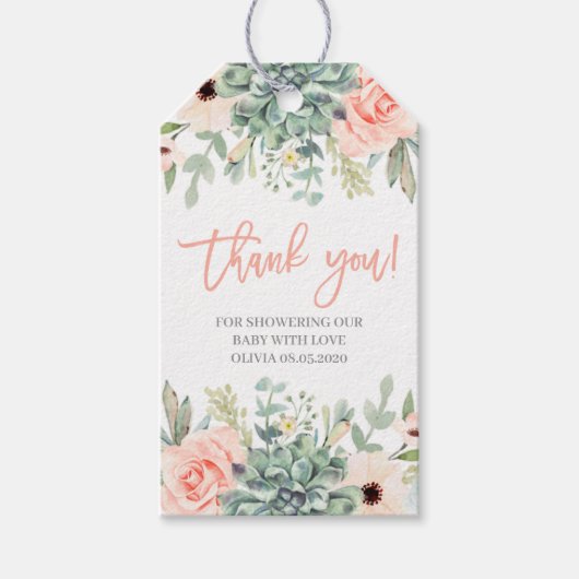 多肉乳児シャワーガール ギフトタグ (正面)