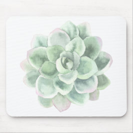 多肉仙緑色の植物水色エレガント マウスパッド