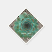 多肉及びウッド紙結婚のナプキン スタンダードカクテルナプキン (角)