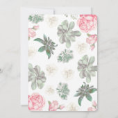 多肉及びピンクエレガントの花シンプルの結婚花 招待状 (裏面)