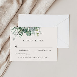 多肉及びユーカリ結婚の緑の反応 招待状