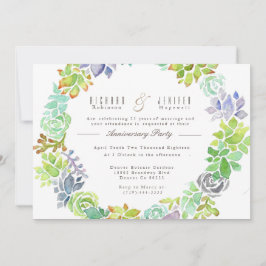 多肉園 |水彩の記念日パーティー 招待状