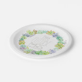 多肉園 |水彩ブライダルシャワー ペーパープレート (アングル)