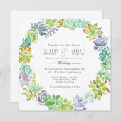 多肉園 |水彩結婚式の招待 招待状 (正面/裏面)