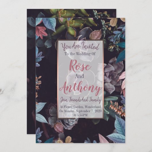 多肉型 招待状 (正面/裏面)