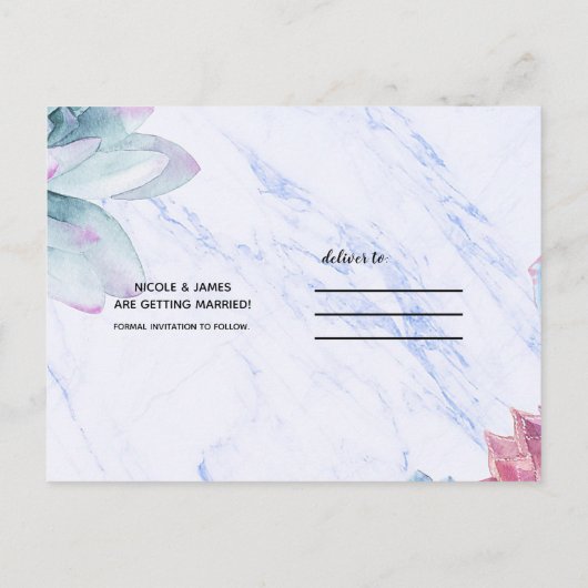 多肉大理石シック素朴フェスタデイト保存 案内ポストカード (裏面)