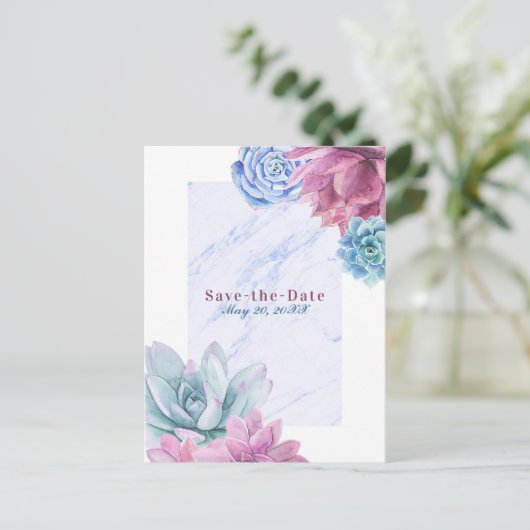 多肉大理石シック素朴フェスタデイト保存 案内ポストカード (スタンド正面)