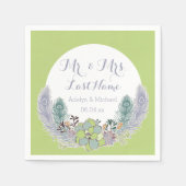 多肉孔雀の羽の結婚紙ナプキン スタンダードカクテルナプキン (正面)