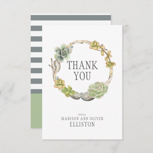 多肉小枝・石等のリース |ありがとうございます サンキューカード (正面/裏面)