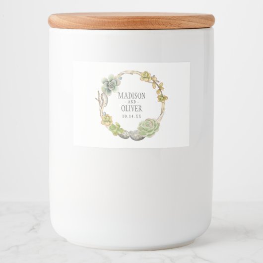 多肉小枝・石等のリース | 結婚s フードラベル (正面)