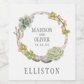 多肉小枝・石等のリース | 結婚s ワインラベル (シングルラベル)