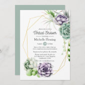 多肉幾何学バーチャルベビーまたはブライダルシャワー 招待状 (正面/裏面)