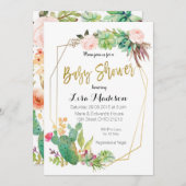 多肉幾何学フレームベビーシャワー招待状 招待状 (正面/裏面)