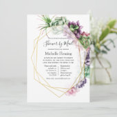 多肉幾何学ブライダルまたはメールによるベビーシャワー 招待状 (スタンド正面)