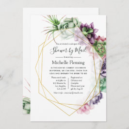 多肉幾何学ブライダルまたはメールによるベビーシャワー 招待状