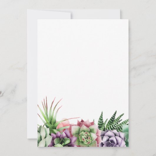 多肉幾何学ブライダルまたはメールによるベビーシャワー 招待状 (裏面)