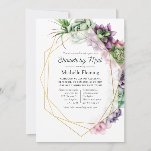 多肉幾何学ブライダルシャワーバイメール 招待状 (正面)