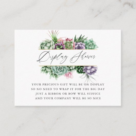 多肉幾何学ベビーシャワー表示シャワー エンクロージャーカード (正面)