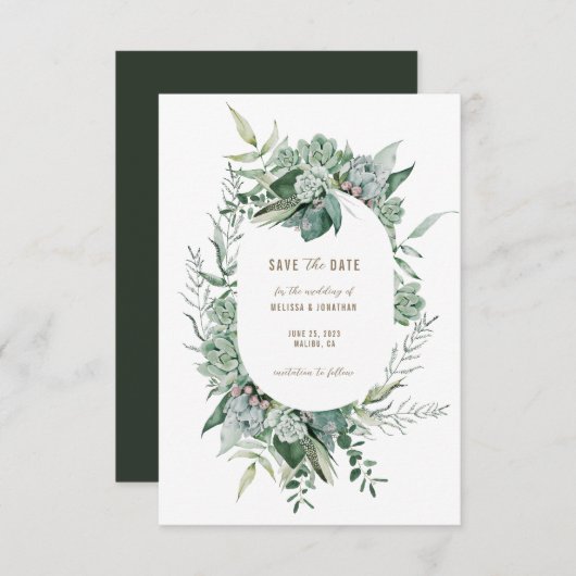 多肉庭園の結婚式保存日付 セーブザデート (正面/裏面)