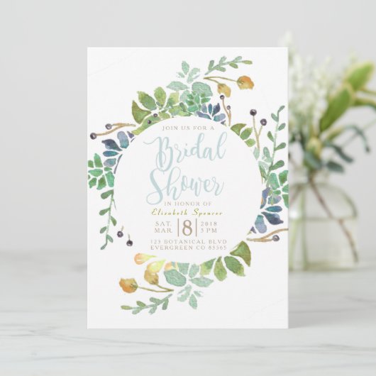 多肉性のガーデンサークル |水彩ブライダルシャワー 招待状 (スタンド正面)