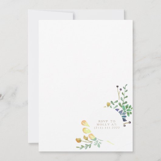 多肉性のガーデンサークル |水彩ブライダルシャワー 招待状 (裏面)