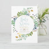 多肉性のガーデンサークル |水彩赤ちゃんシャワー 招待状 (スタンド正面)