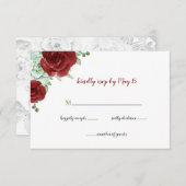 多肉性のブルゴーニュ金ゴールドフローラ結婚式rsvp 出欠カード (正面/裏面)